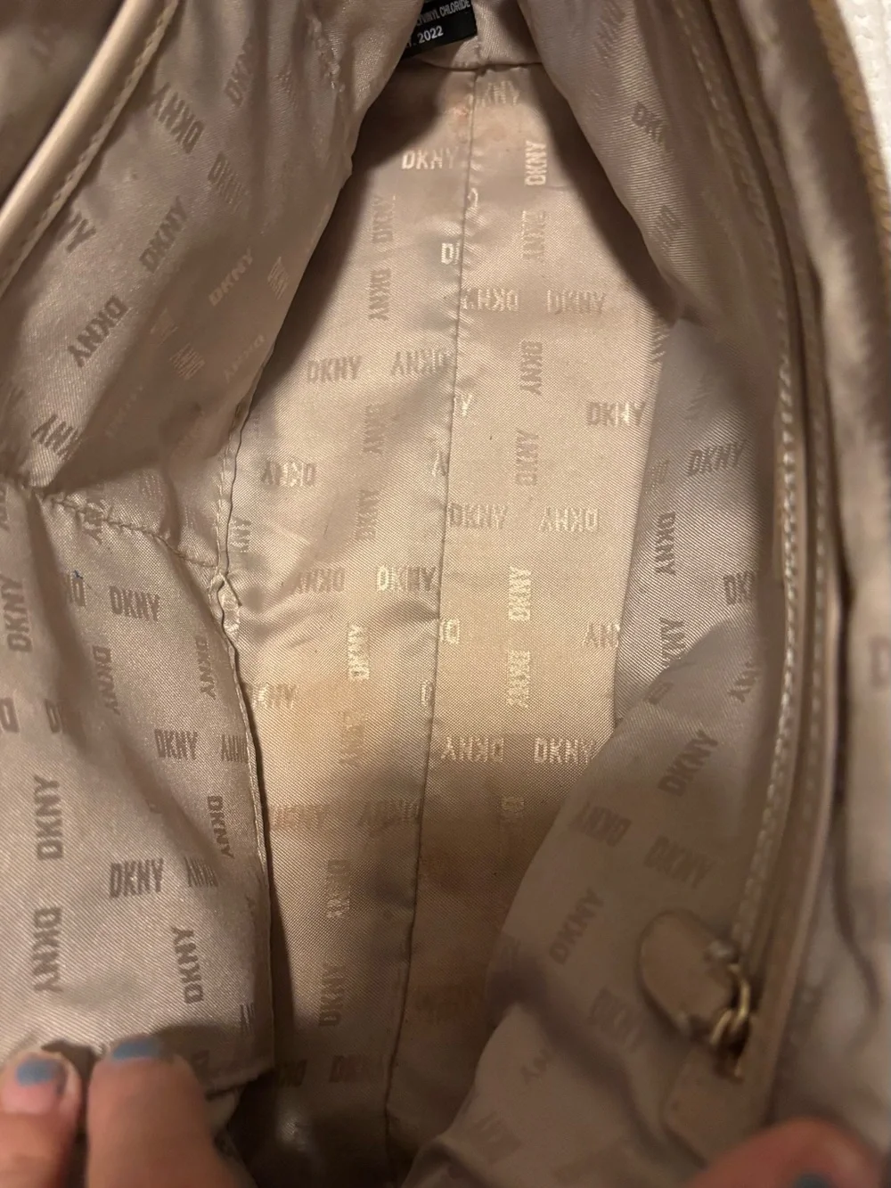 DKNY Brown Tan Monogram Chain-Handle Shoulder Bag